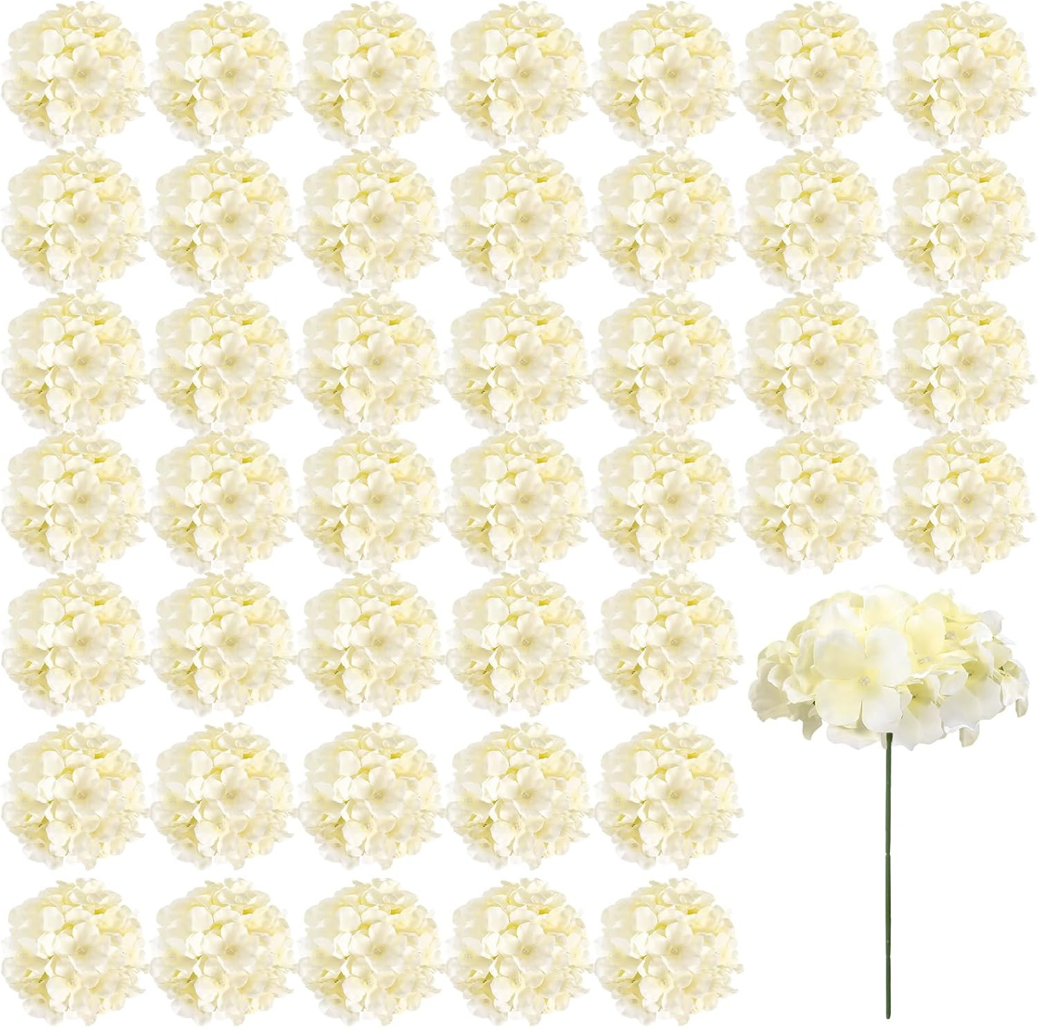 104 PCS Artificial Hydrangea Flowers, Silk Hydrangea Artificial Flowers Heads wi