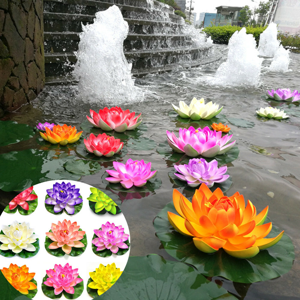 10pcs Artificial Lotus Flower Pad Floral Pond Tank Lillies Wedding Home Decor