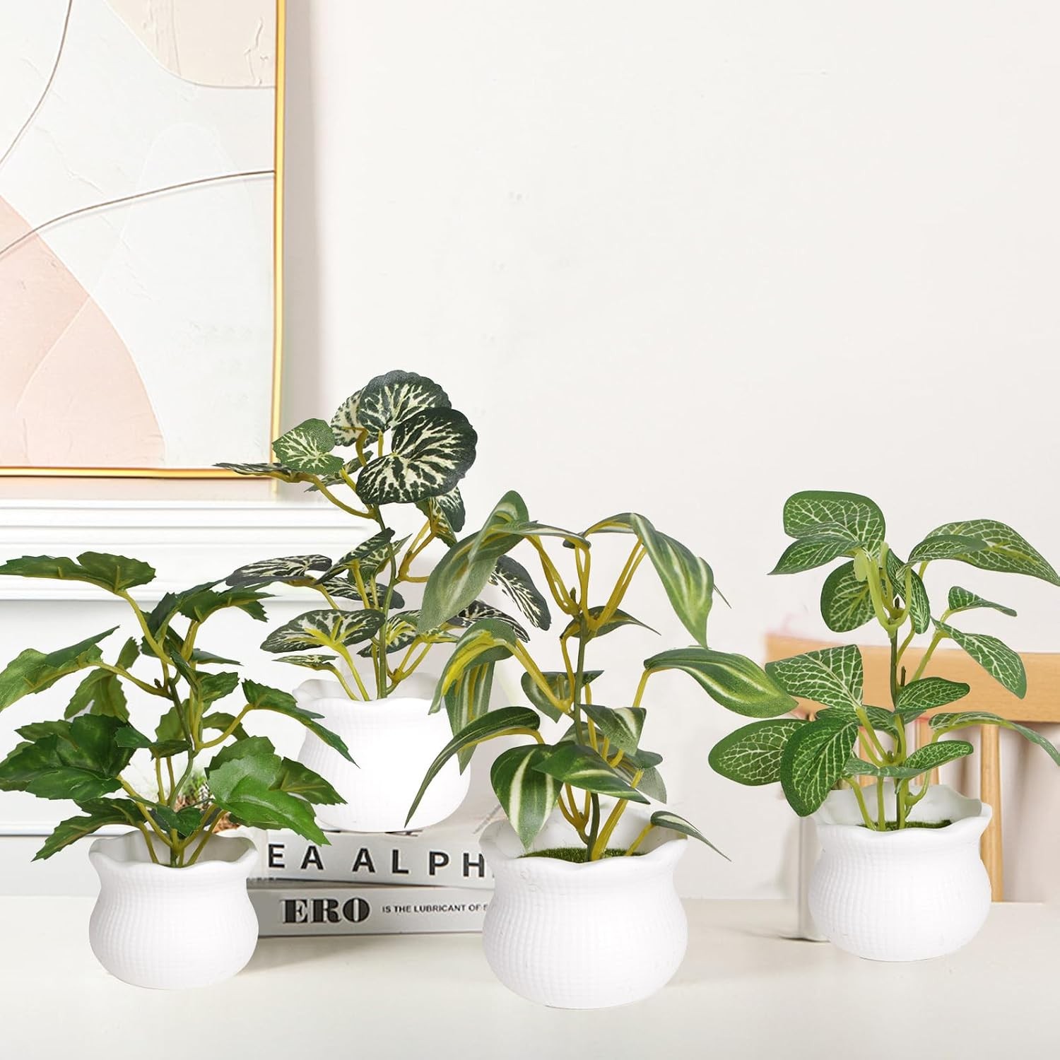 6 Pcs Small Faux Potted Plants, Artificial Greenery Desk Shelf Indoor Decor