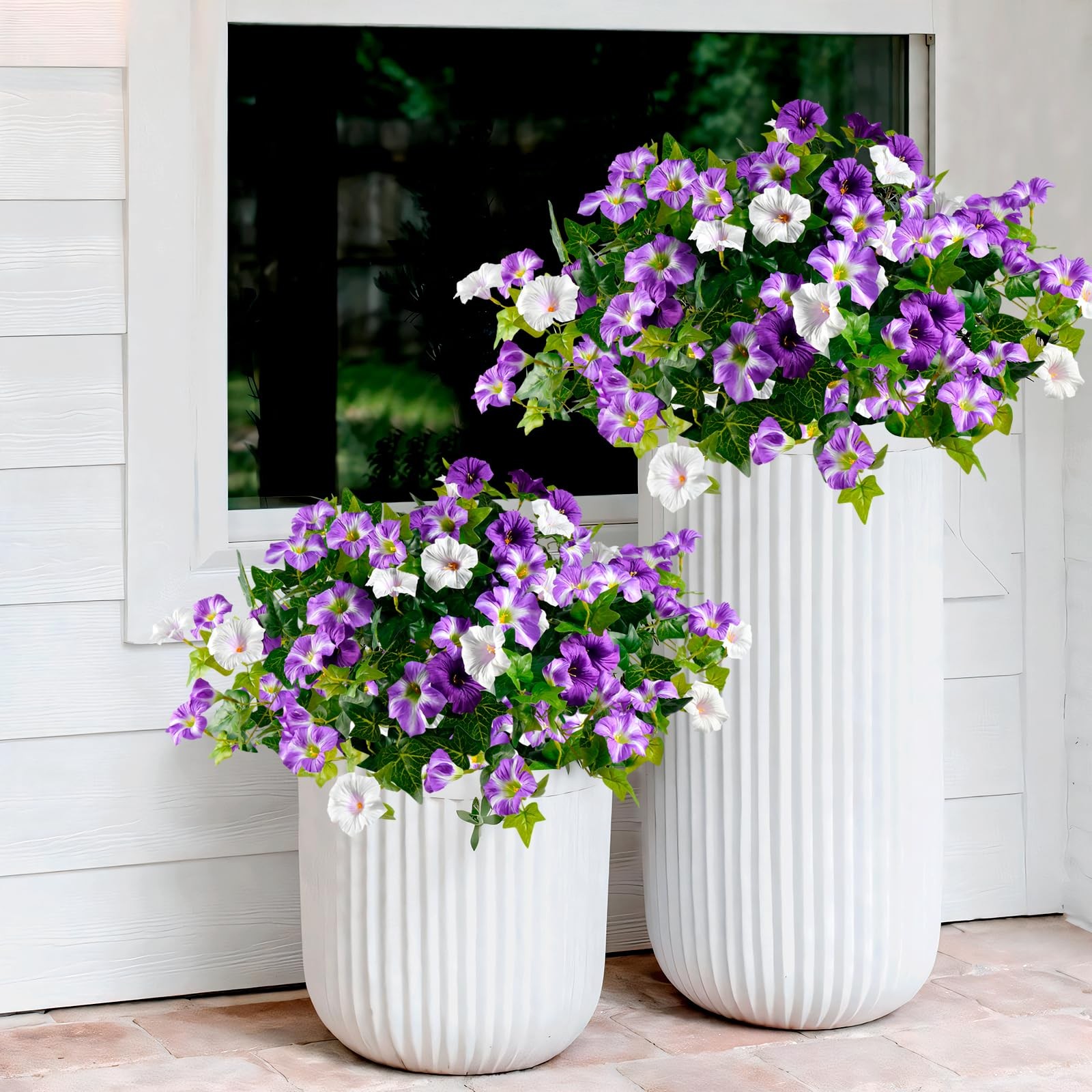 Best Artificial Flowers for Outdoors, UV Resistant Fake Outside, 2 Pack Purple