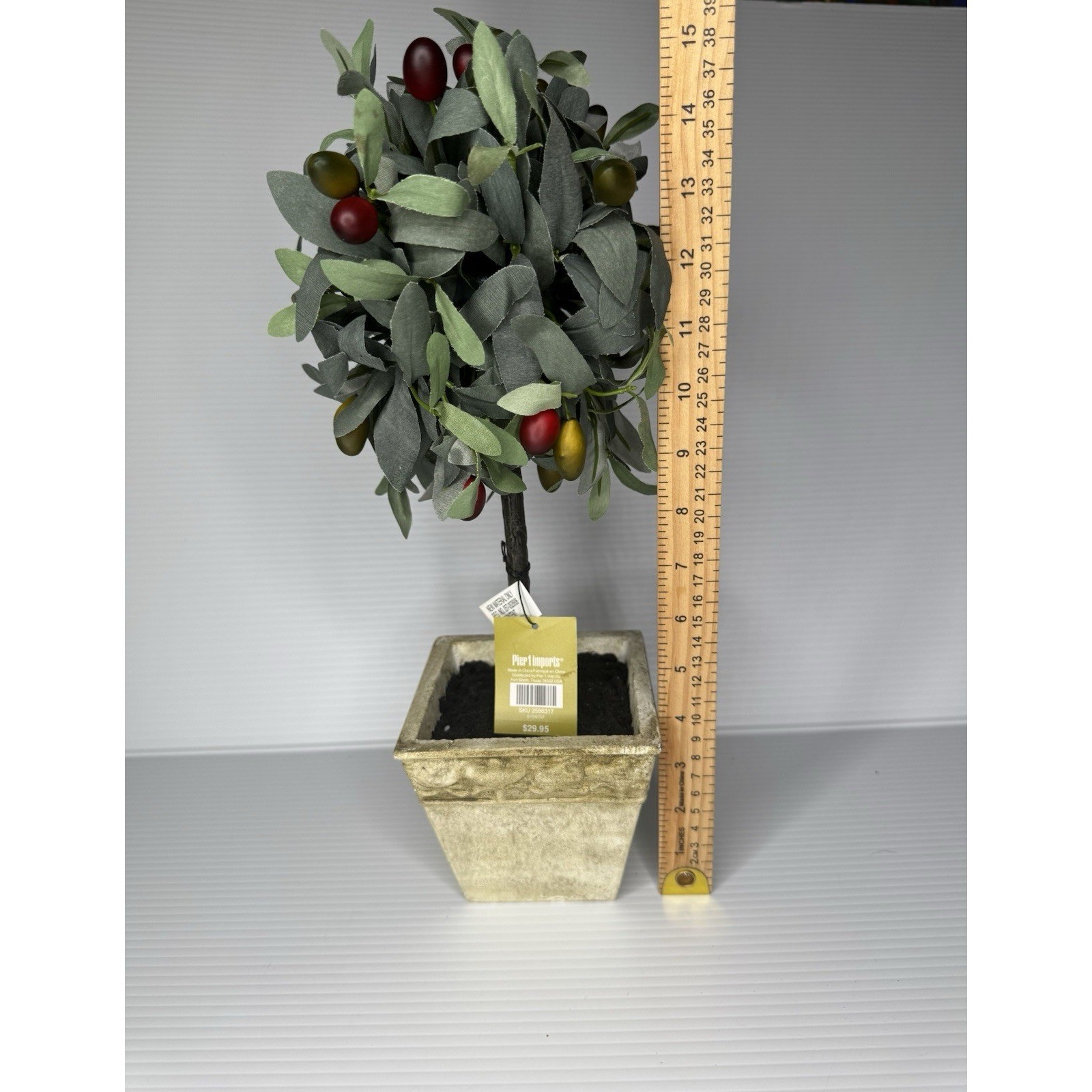 Pier 1 Imports Olive Topiary Faux Tree in Decorative Pot 20″ NEW