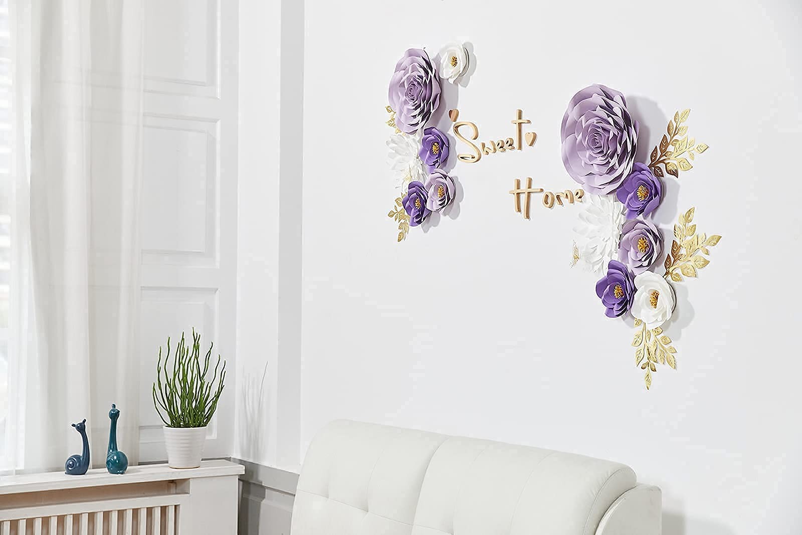 Purple Roses Paper Flowers Decorations for Wall, Giant Floral Wall Decor for …