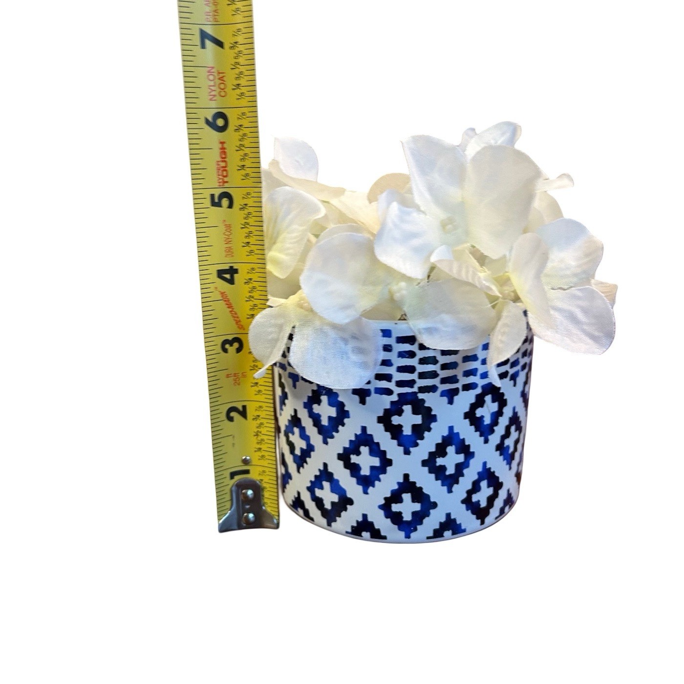 Floral Hydrangea Arrangement Bouquet Botanical Aztec Ceramic Pot 5”
