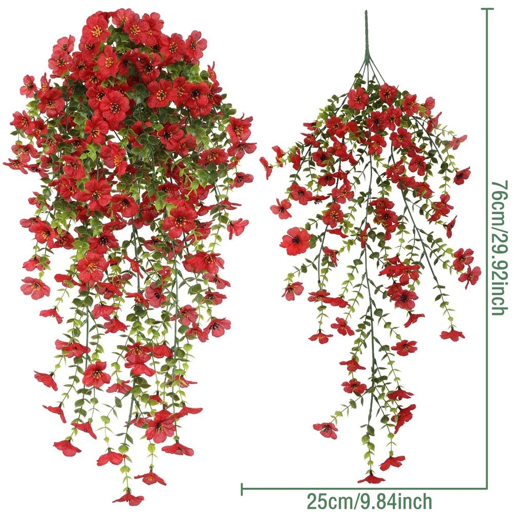 76cm Artificial Eucalyptus Vine with Violet Silk Flowers for Outdoor Decoration