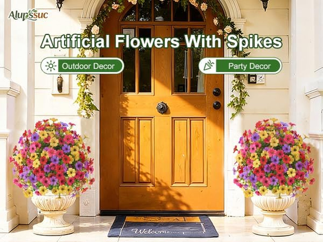 2Pcs 20″ Artificial Topiary Ball Flowers for Outdoors, Spring Decoration with Sp