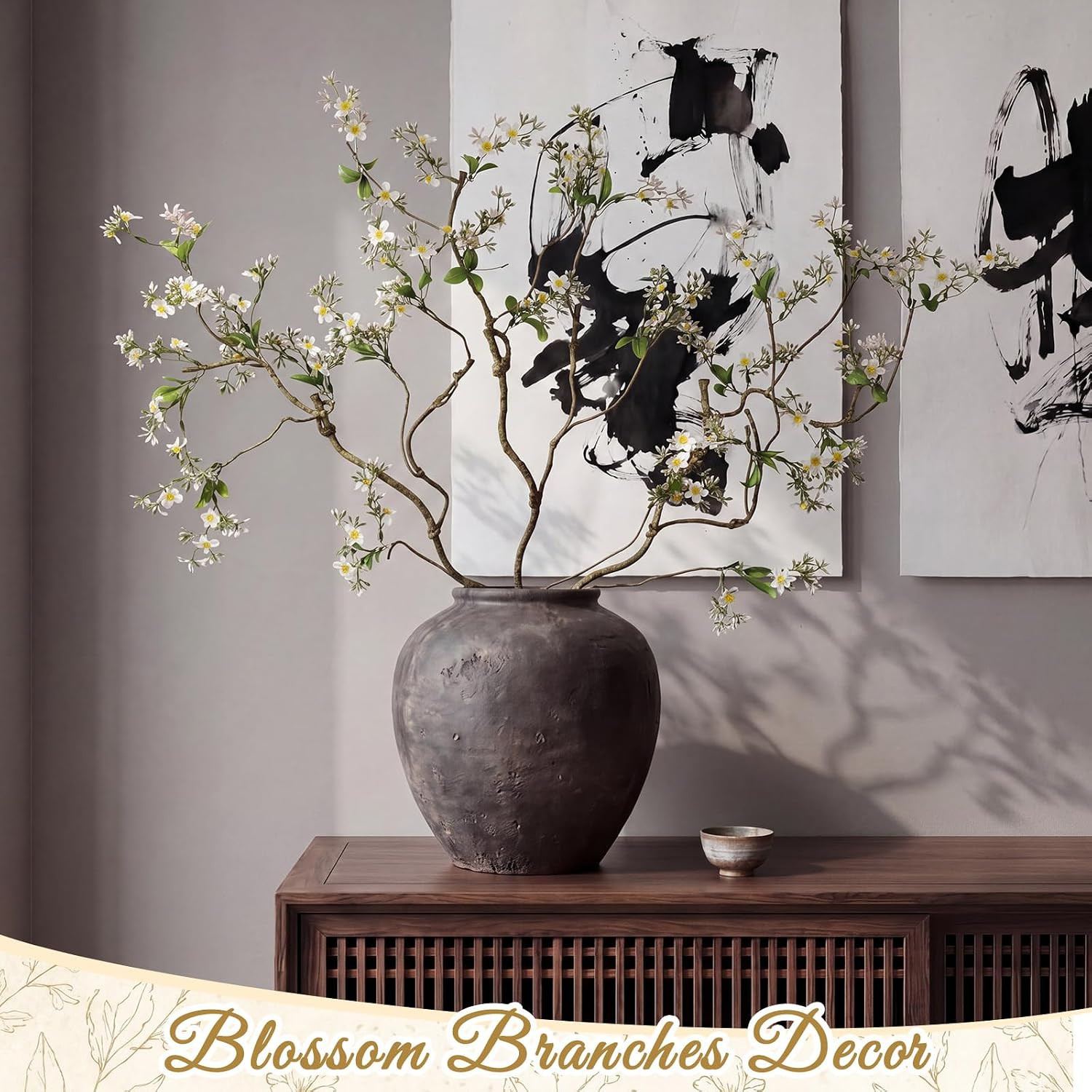 3 Pcs Faux White Daisy Branches for Vase Decor – 36″ Floral Stems
