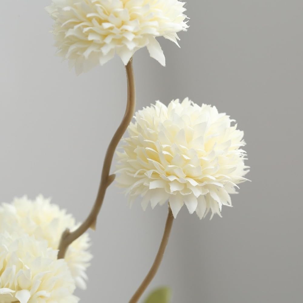 Artificial Flowers for Vase 10 Pcs, 20 in Fake Mums Long Stems White
