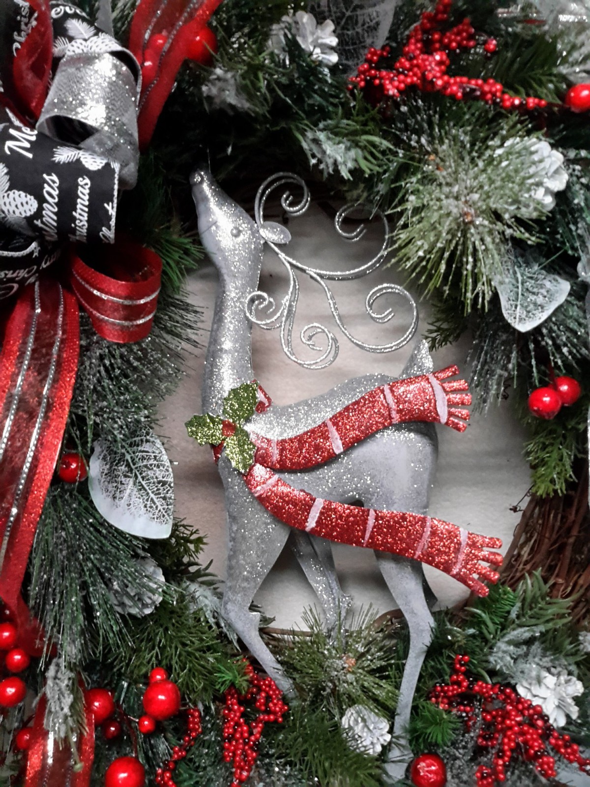 Winter Wreath Christmas Deer Door Decoration Woodsy Wreath SALE