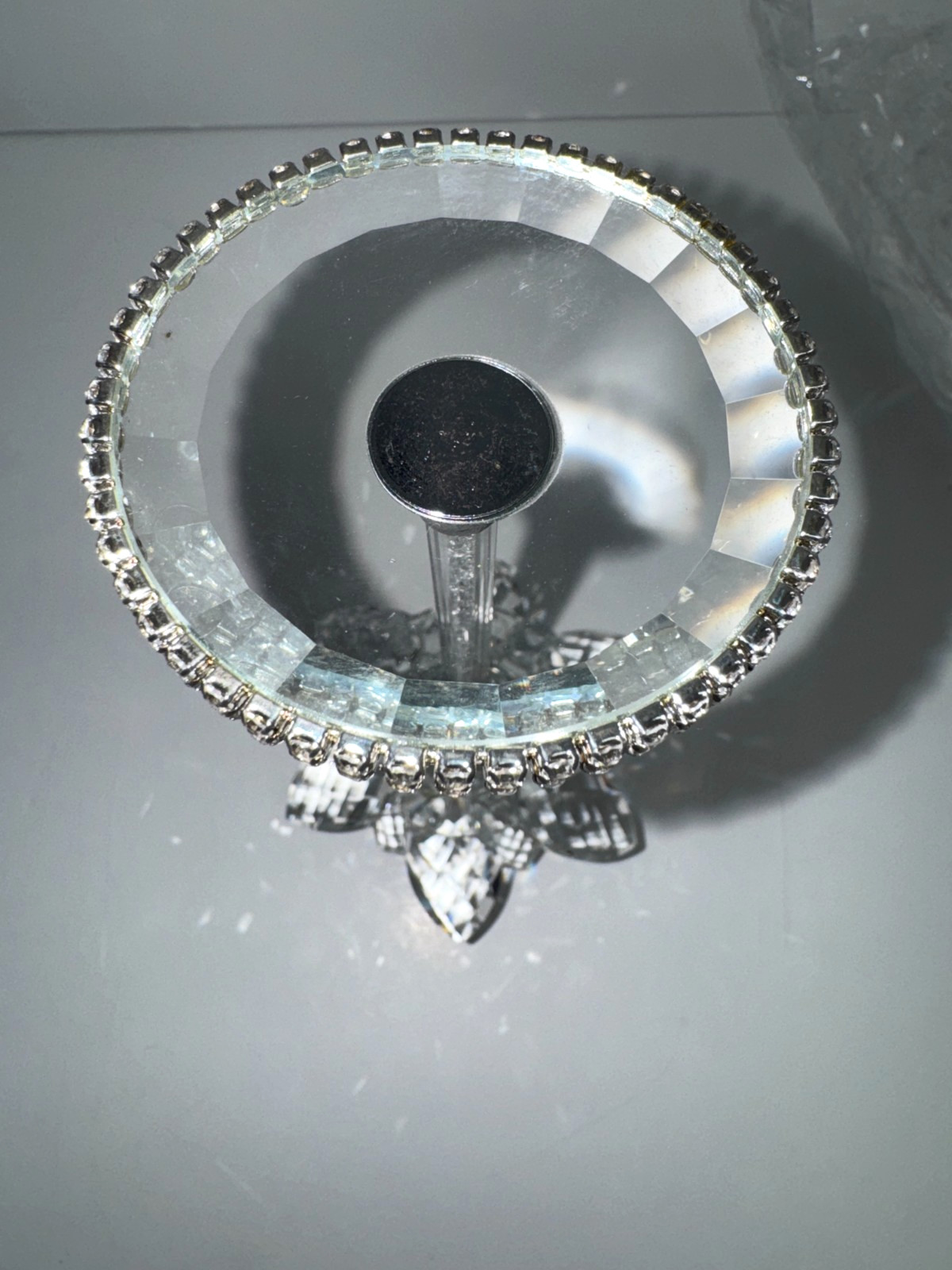 Crystal Lotus Flower, Rhinestone Base, Glitter Stem, New in open box