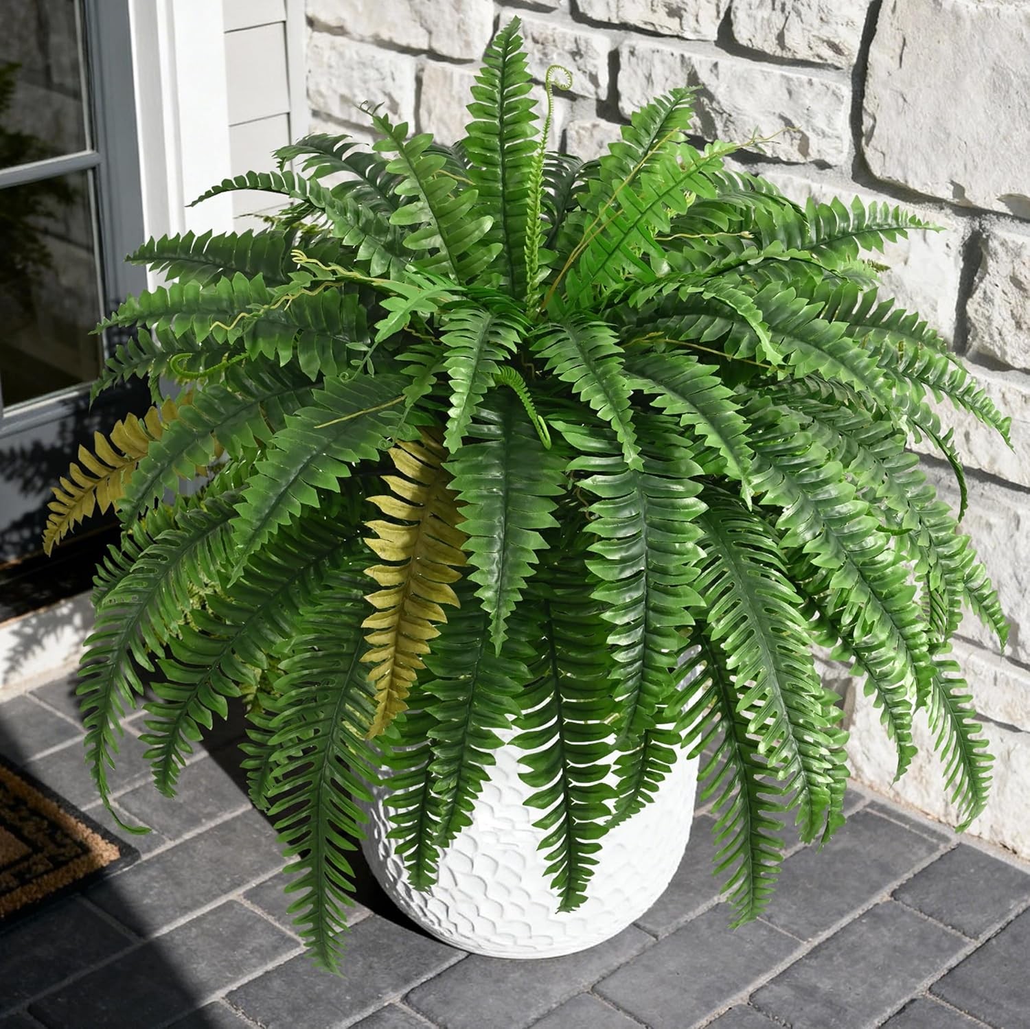 2PCS 45in Fake Ferns- Large Artificial Plants Outdoor, UV Resistant Artificial
