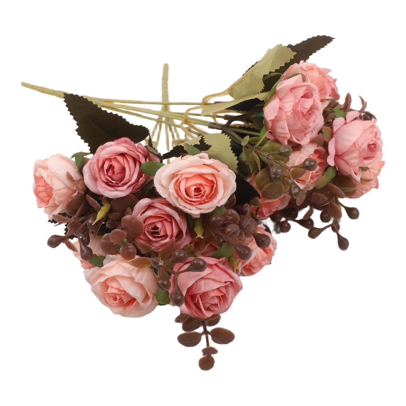 Set of 2 Artificial Roses in Vase for Elegant Home and Office Decoration