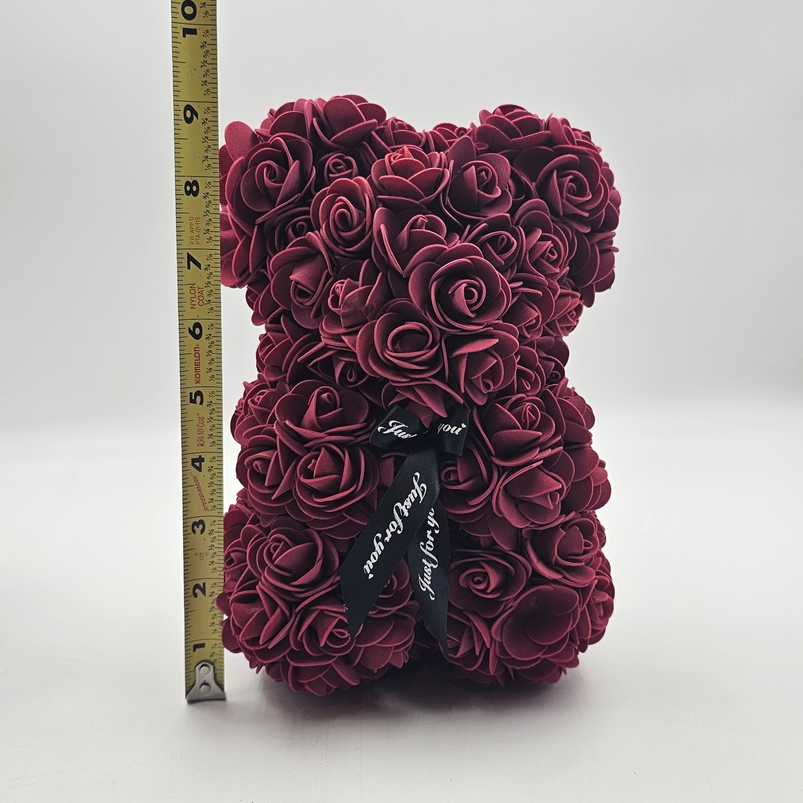 Always And Forever Faux Rose Flower Bear Figure Valentines Day Gift Maroon 9 in