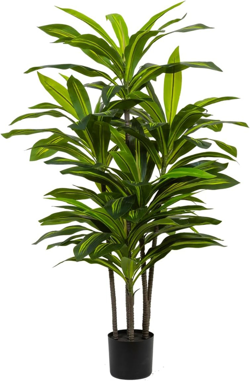4ft Dracaena Artificial Plant – Large Tropical Indoor Fake Tree with Lifelike Le