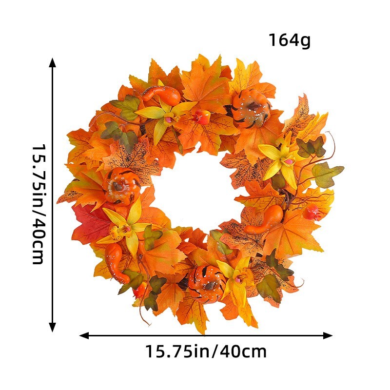 Artificial Seasonal Wreath for Front Door or Porch, Autumn Fall