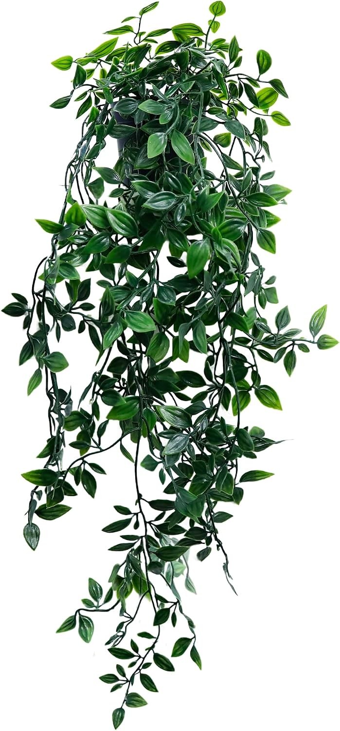 Artificial Hanging Plants for Shelf, Fake Potted Greenery 1-Pack Faux Mandala