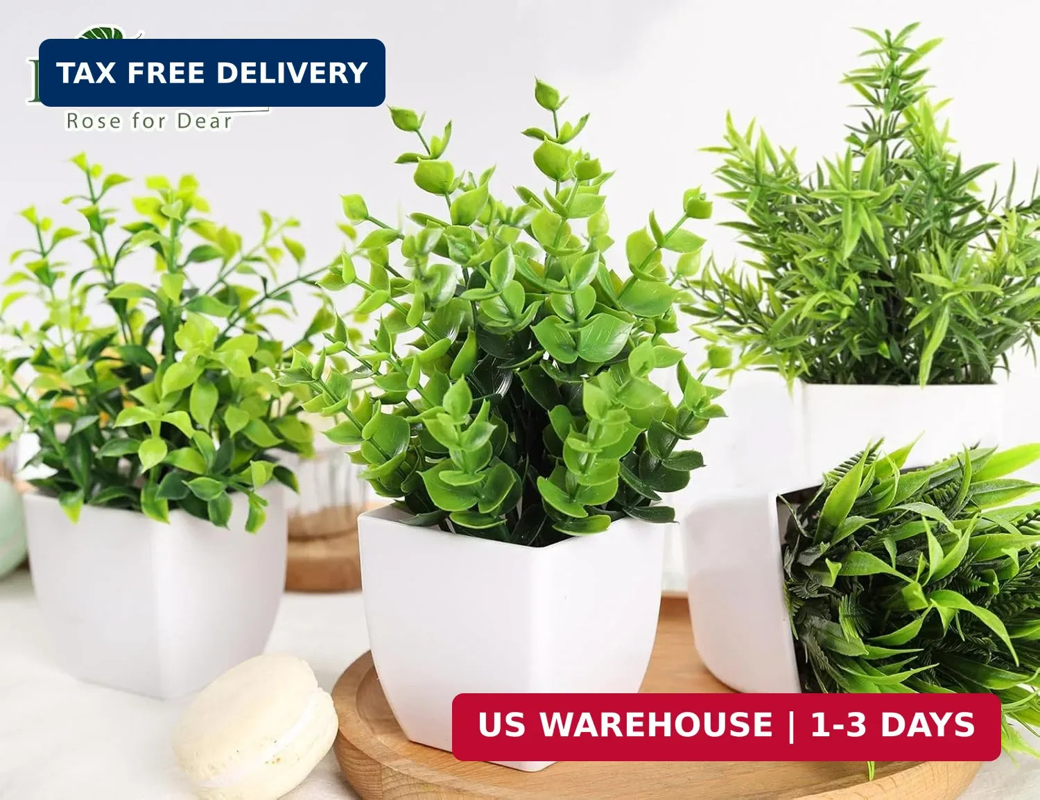 Der Rose 6 Pack Small Fake Plants Artificial Plants in Pots for Home Bthroom Bed