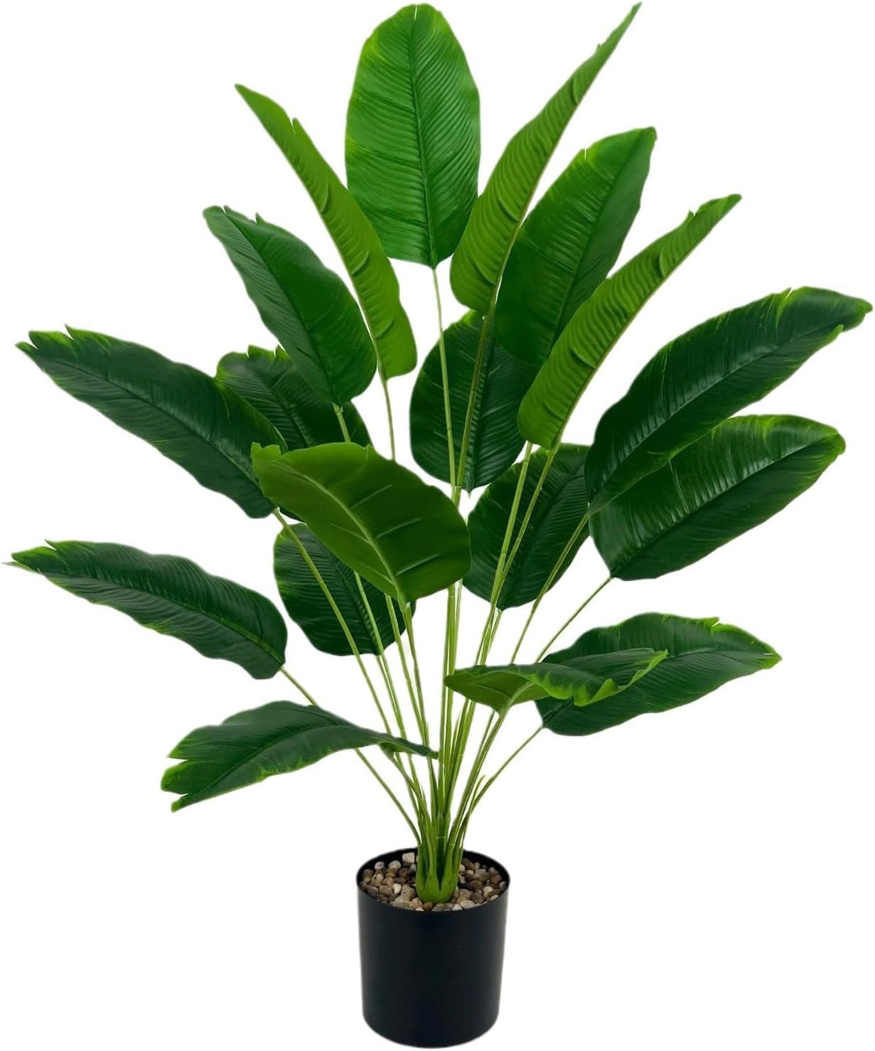 Artificial Bird of Paradise Plant 28“, 18 Trunks, Faux Palm Tree in Pot for Indo