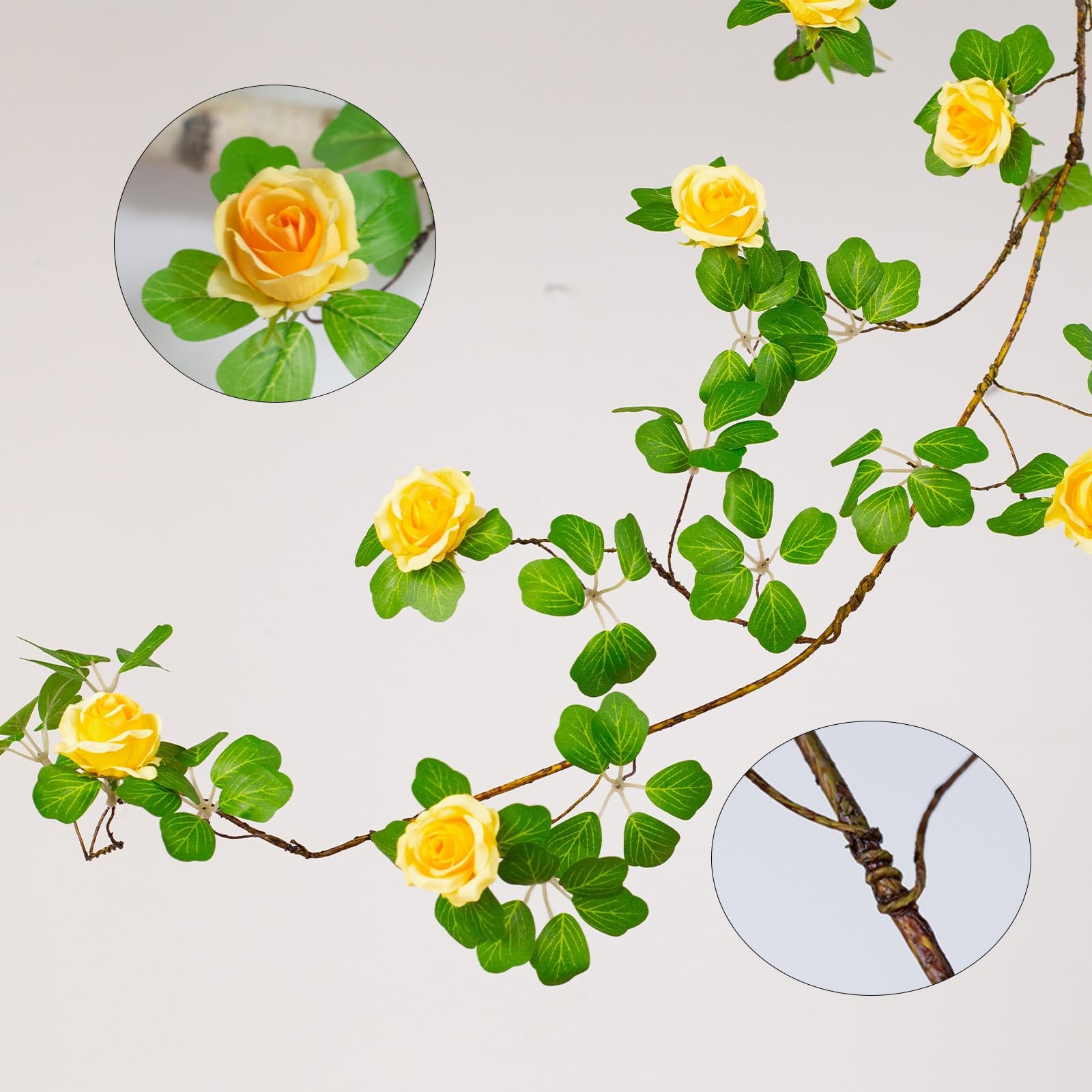 2Pcs x 6 Ft Bendable Artificial Rose Vine Yellow Flower Garland, Floral Vines…