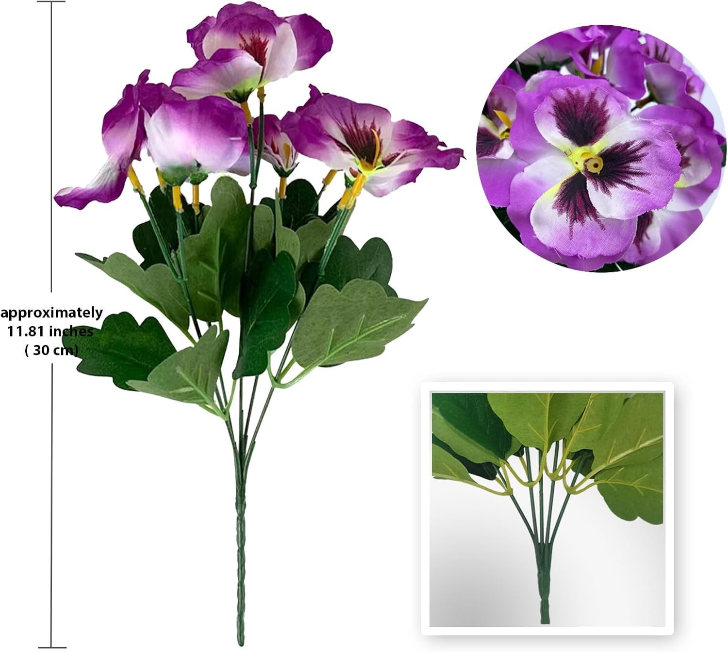 Outdoor Artificial Pansy Flowers 10 Bundles UV Resistant Silk Fake Flowers