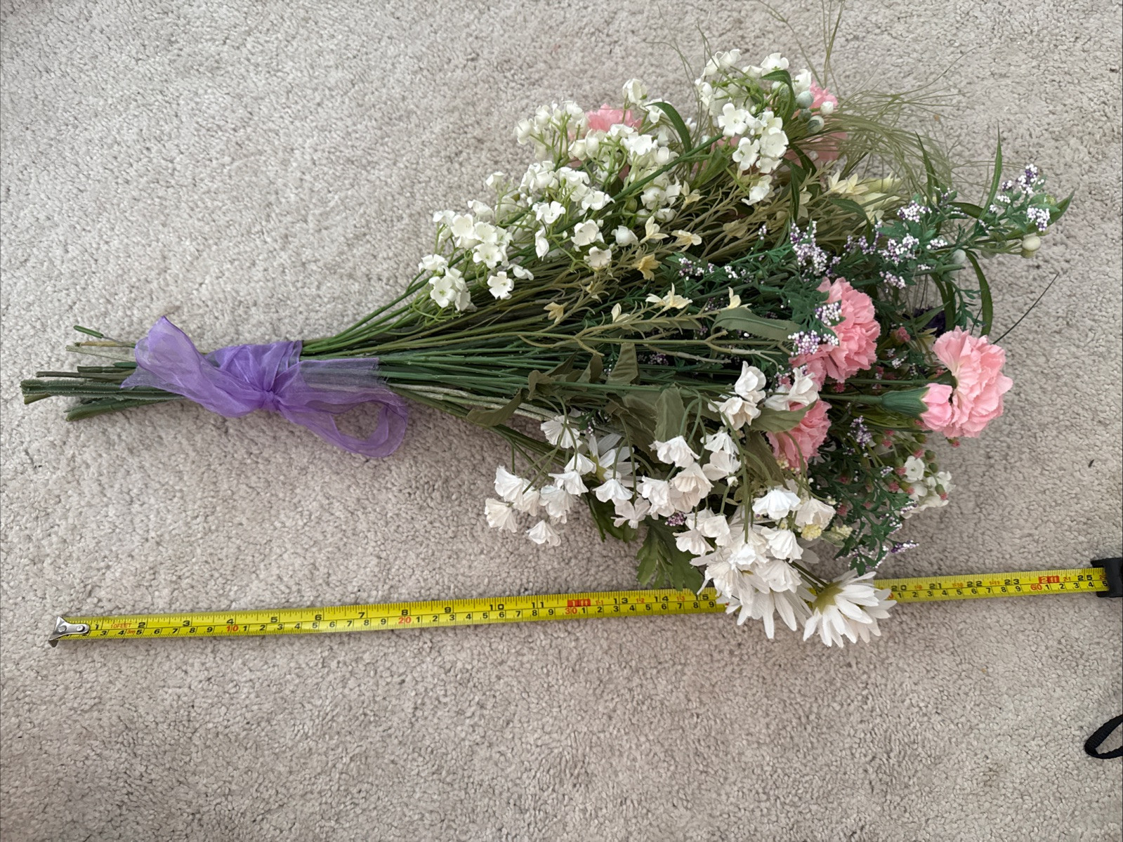 Floral Arrangement Bouquet Flowers Pink Purple White Yellow Green Rustic Wild