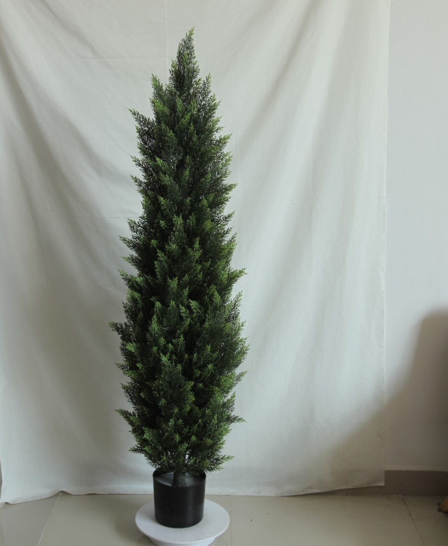 2Pcs150cm Fake Decorative Cypress Shrub Tall Evergreen Houseplant for Home Decor