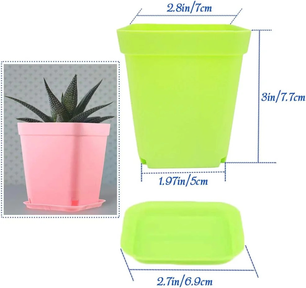 24Pack 3 Inch Plastic Plant Pots,Square Seedling Nursery Pots Succulent Flower P