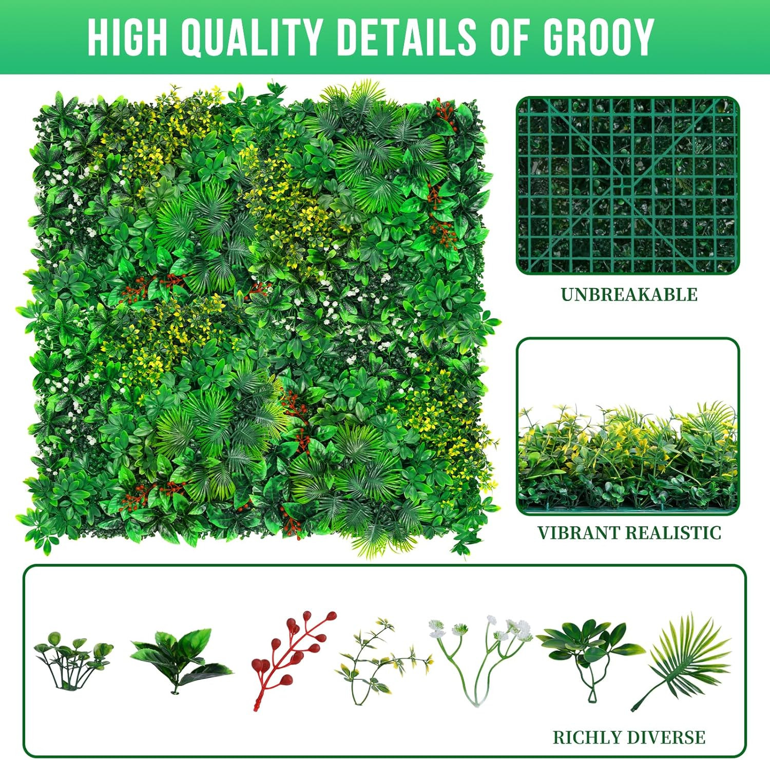 Artificial Boxwood Panels 20″x20″ (12 Pcs) for Privacy & Decor