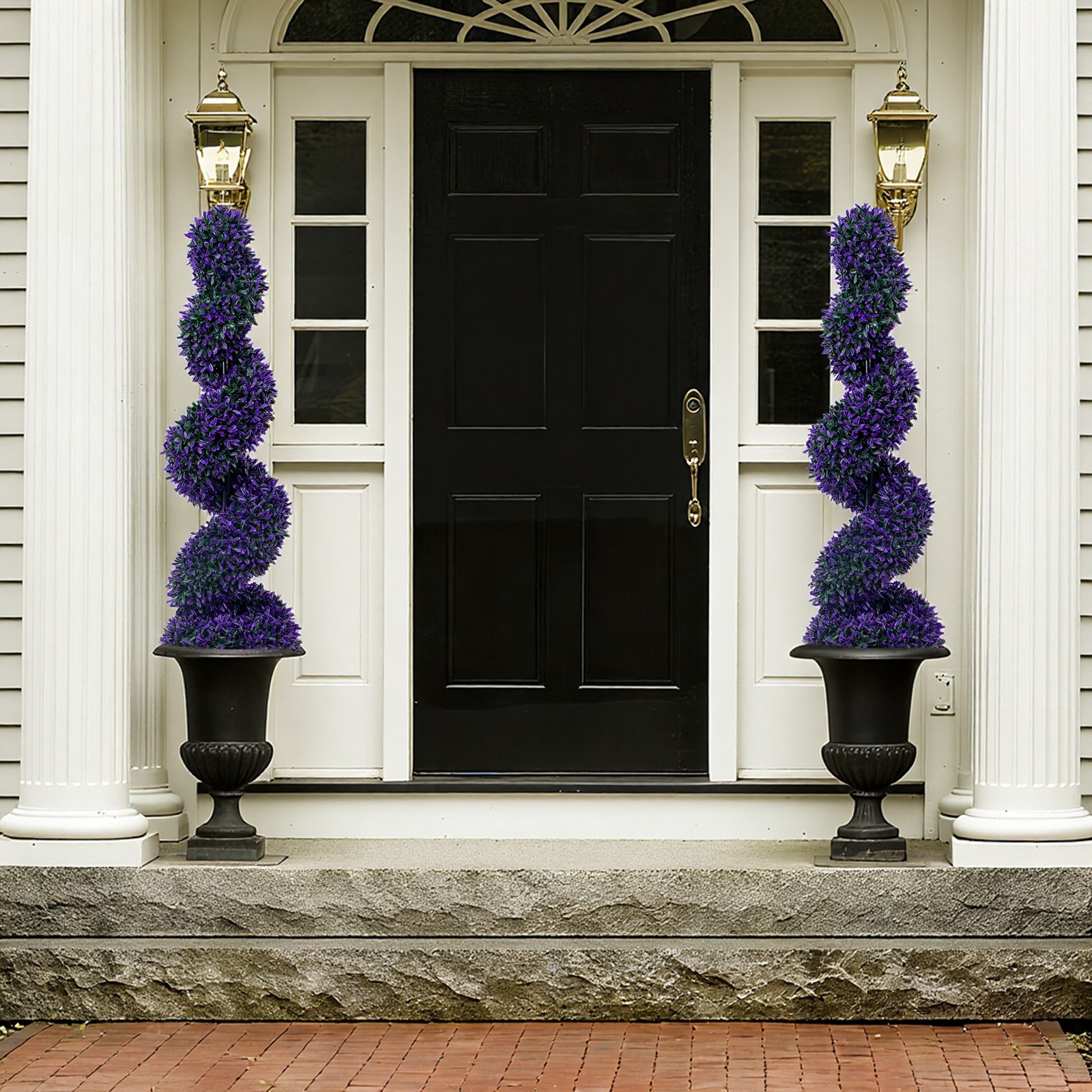 2pcs 4FT Artificial Topiary Tree Faux Spiral Topiary Tree Indoor Outdoor Plant