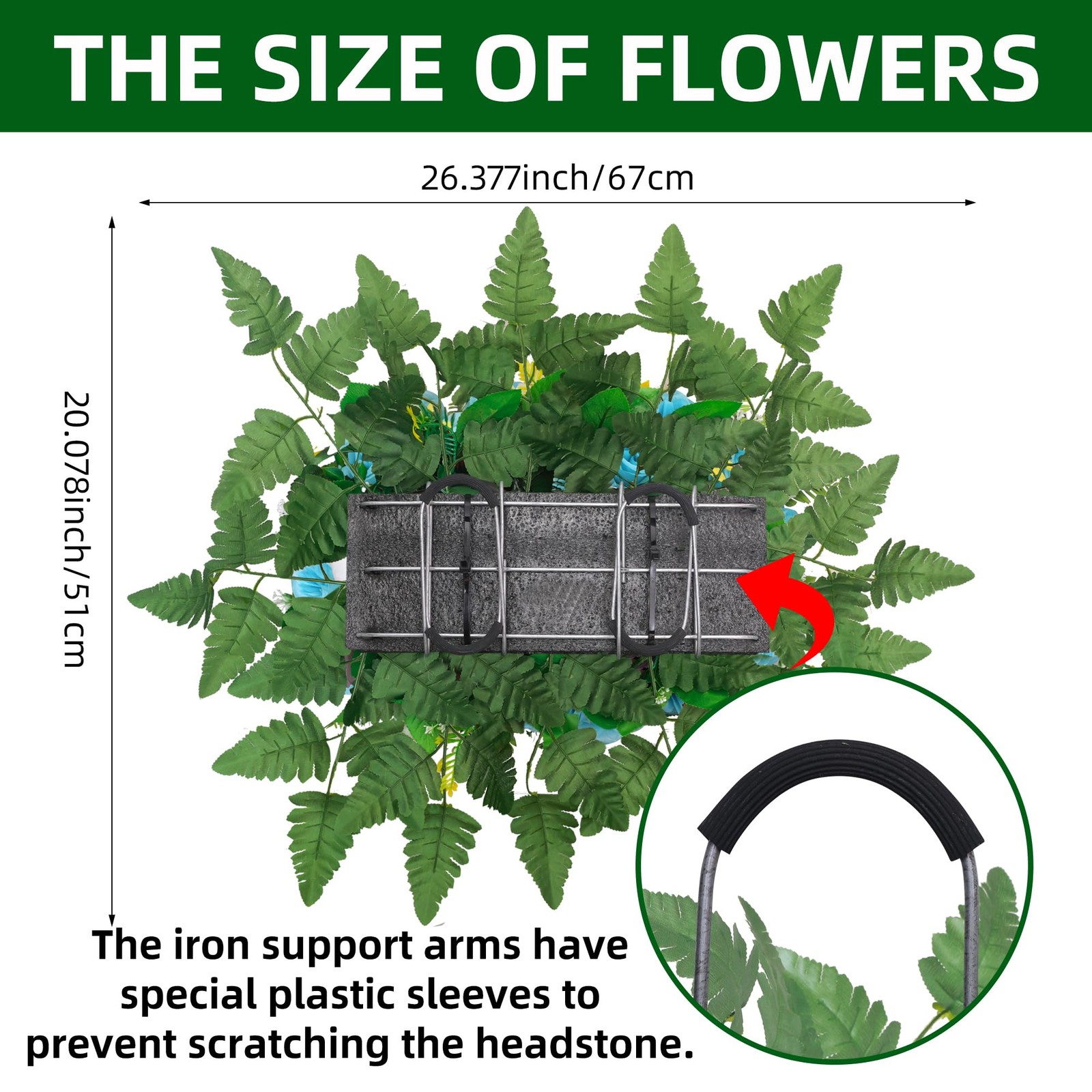 Artificial Cemetery Flower Saddles for Graves,Headstone Saddles for Graves,Lily