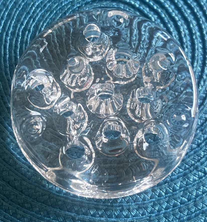 Vintage Flower Frog Clear Glass 11 holes Holder Floral Arrangement Or Marbles