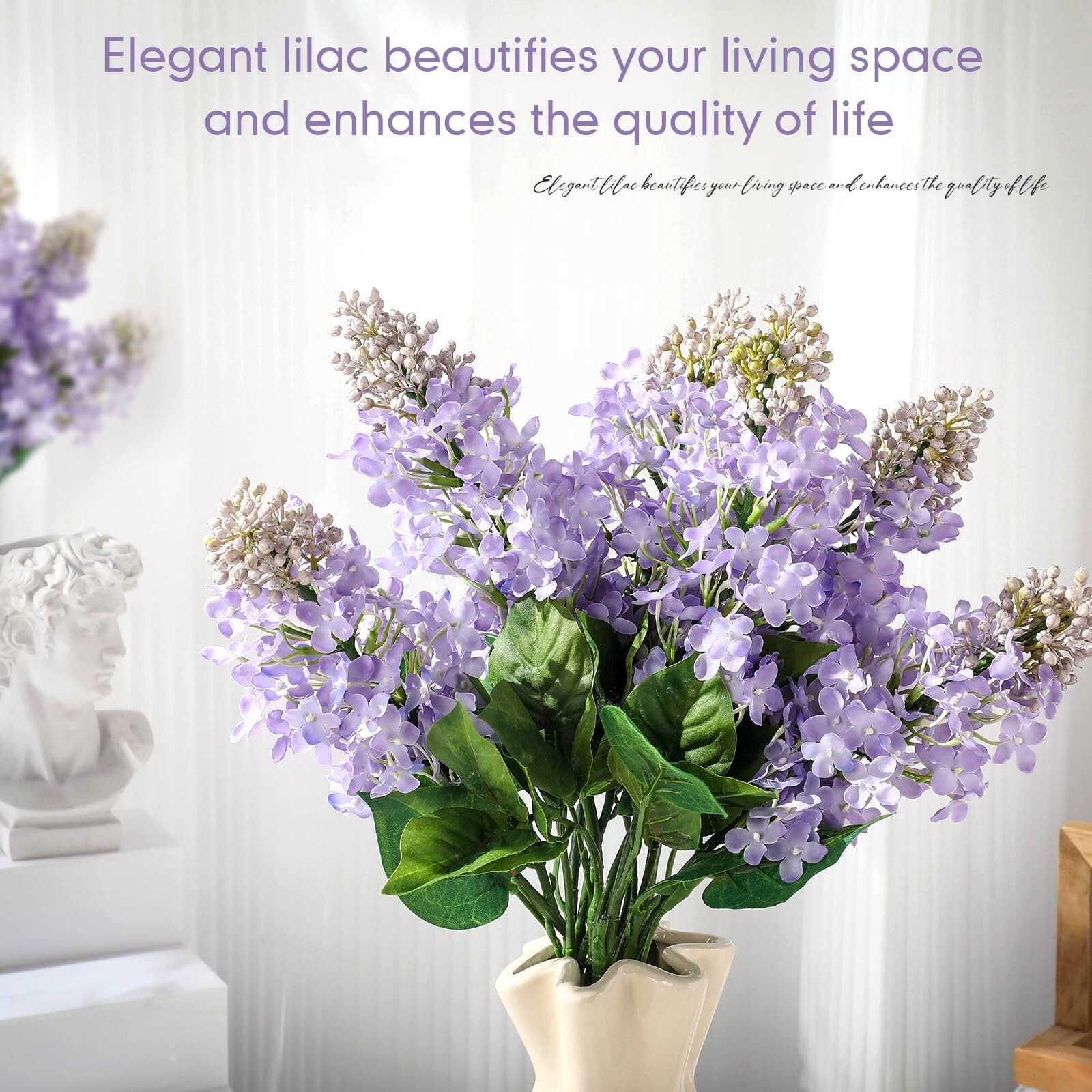 10 Pcs 24″ Artificial Lilac Flowers Purple Fake Delphinium Antirrhinum Stem R…
