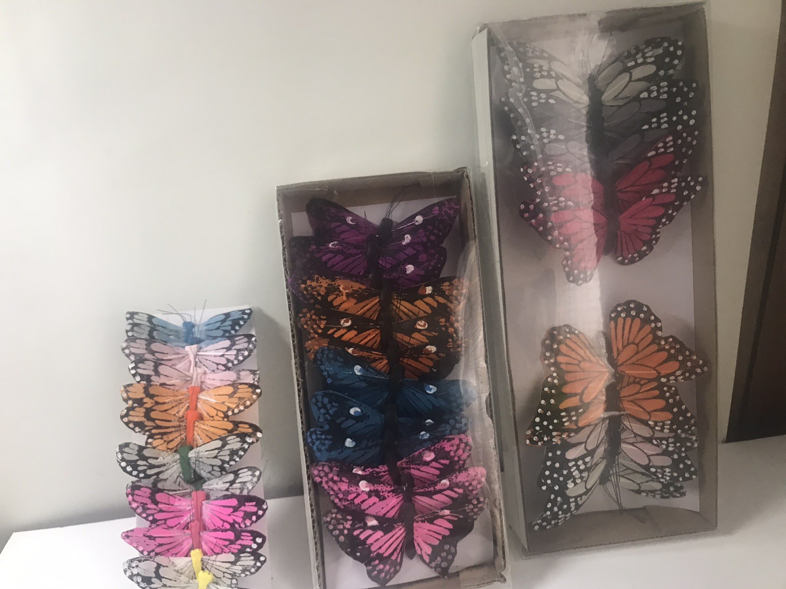 NOS Fake Butterfly for Craft Decoration Lot Of 36 with Wire Wedding Vintage