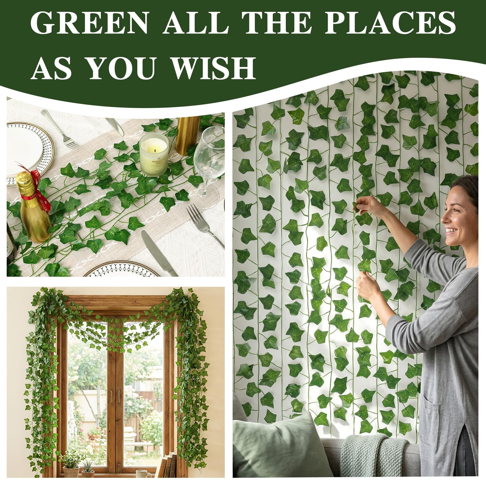 Fake Ivy for Room Decor 12pcs Fake Vines Greenery Garland Wall Decor