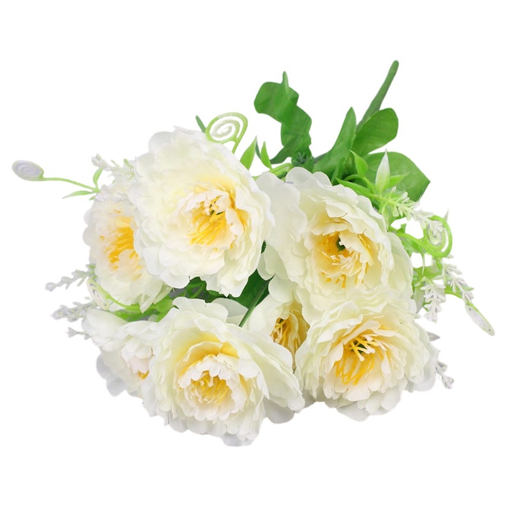 7 Stem Artificial Peony Bouquet with 6cm Blooms for Home Office Party Decor