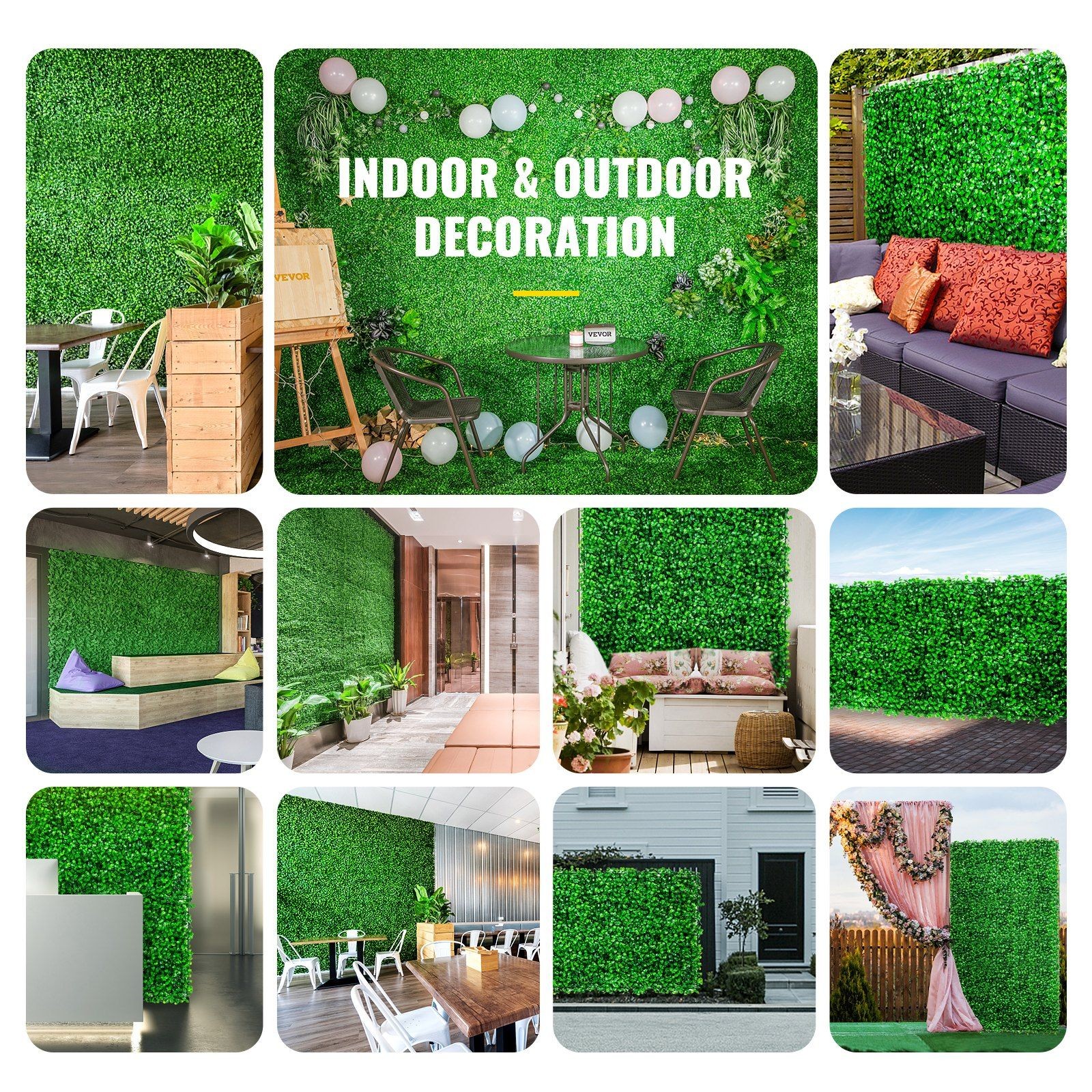 Fake Green Boxwood Panel 6 Pack 20x20in Thick PE Garden Privacy Wall