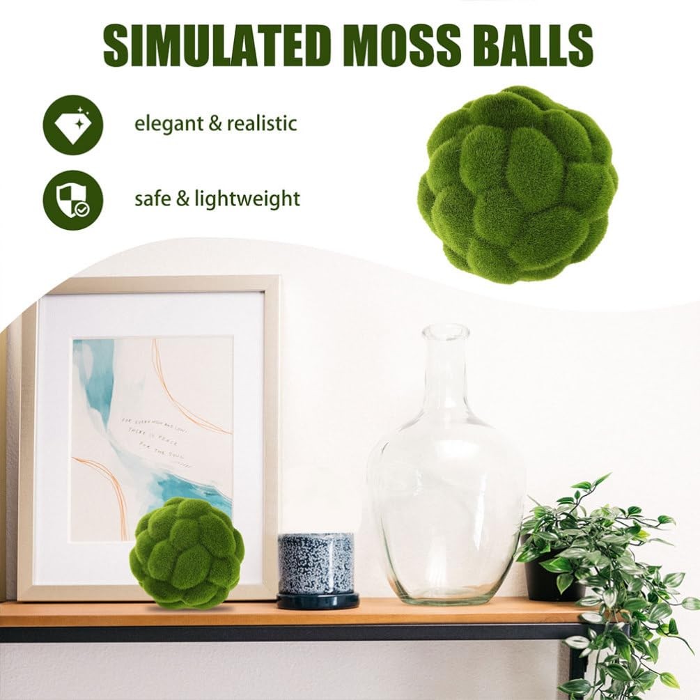 Simulated Moss Balls Artificial Plant Greenery Decor 5.9 Inch Faux Topiary