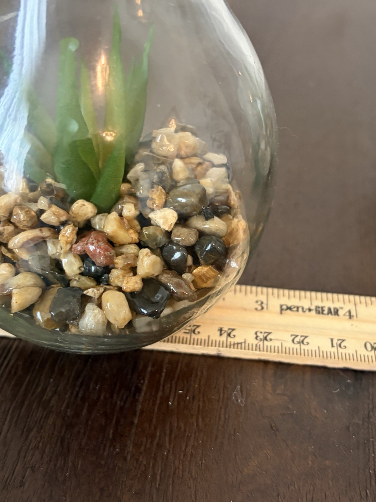 Set of 2 Faux Succulent Glass Light Bulb Terrariums 7 Inch Artificial Plants