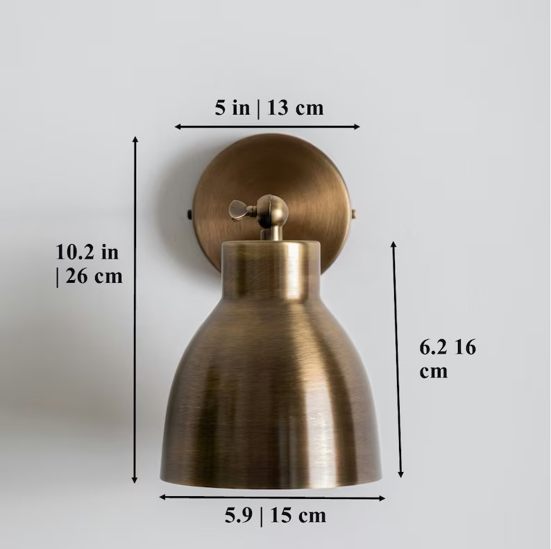 Aged Brass Wall Sconce Lighting , Solid Brass Adjustable Wall Sconce , Mid Centu