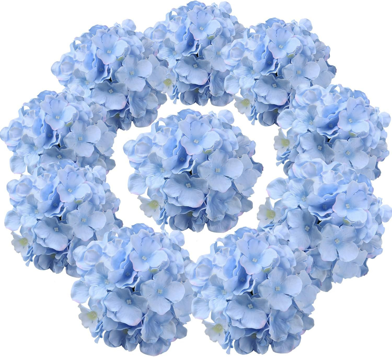 Silk Hydrangea Heads Artificial Flowers Heads with Stems for Home Wedding Decor,
