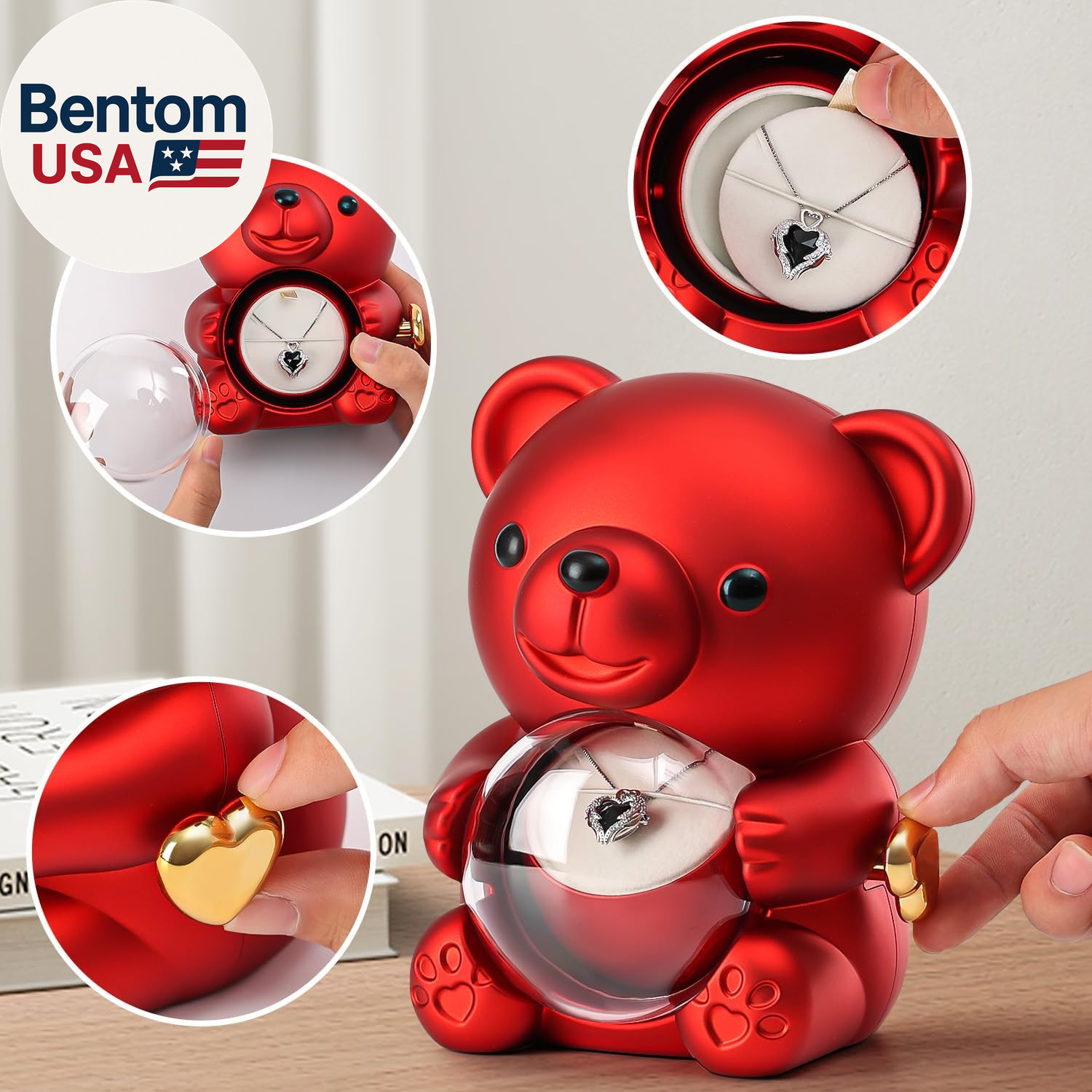 Cute Teddy Bear with Preserved Rose – a Real Rose Flower in Bear with Elegant Gi