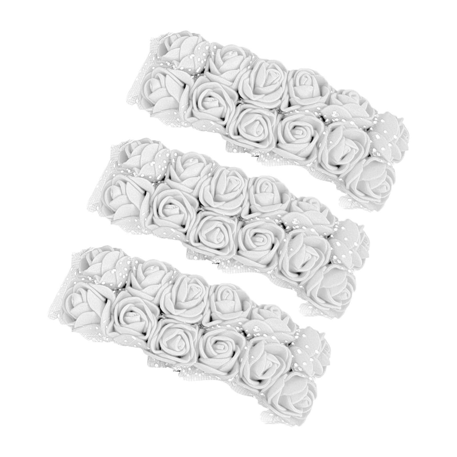 36 PCS Mini Artificial Rose Flower Heads 25mm White Faux Roses DIY Decor
