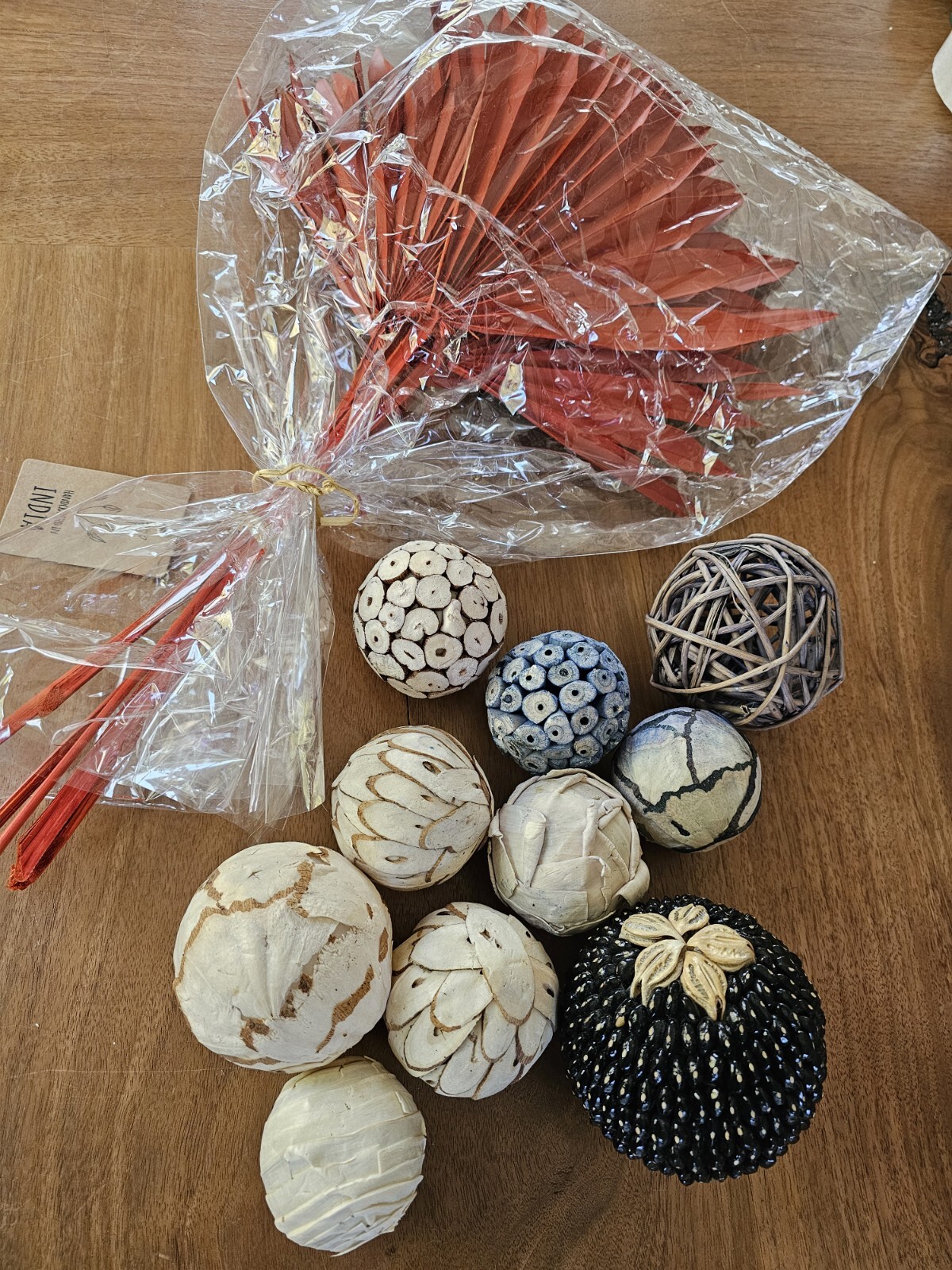 Natural Palm Leaf Branches Organic Orb Vessel Filler Bundle