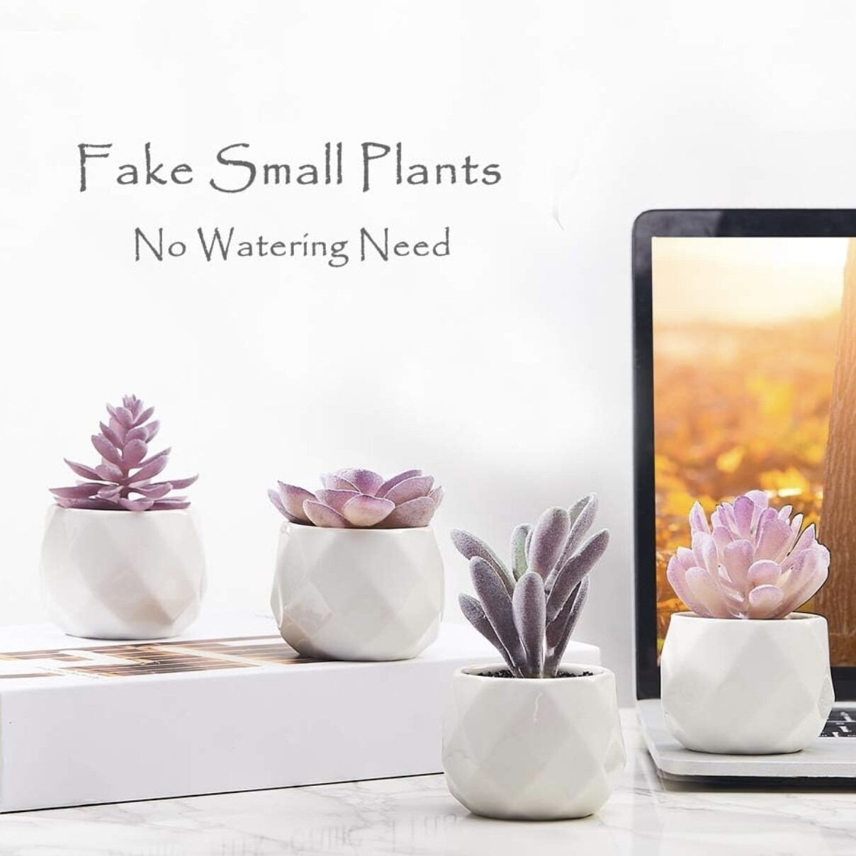 Artificial Succulent Plants for Desk Decor Small Fake Plant -4 Pack Gift