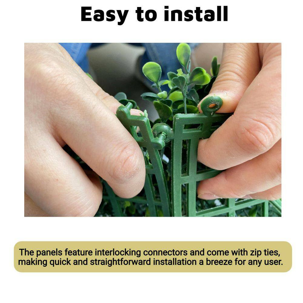 12-Pieces 20 In.X20 In. Artificial Greenery Boxwood Panels UV Protection Boxwood