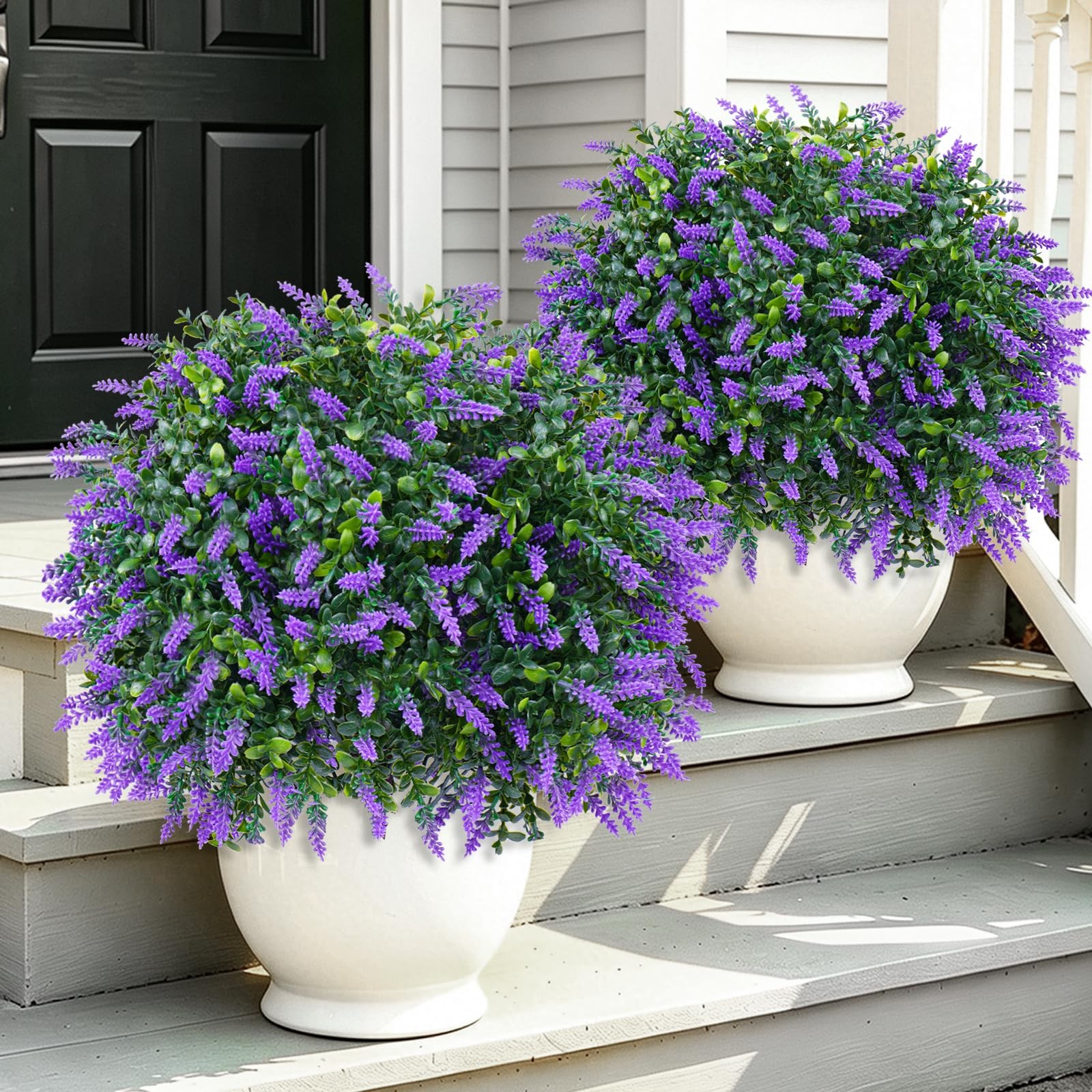 Artificial Lavender Topiary Trees with Ground Spike, Set of 2 UV Resistant Ar…