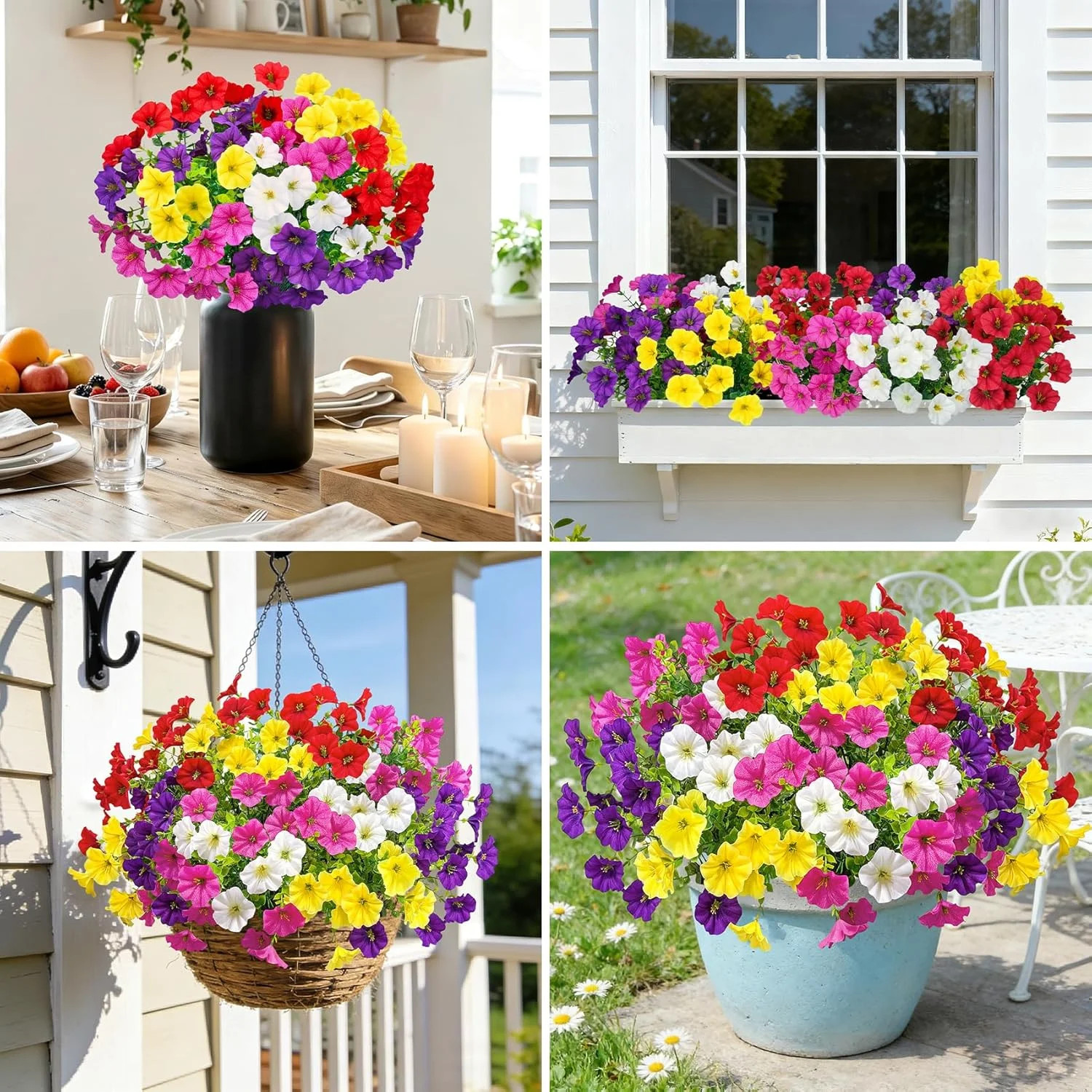 20 Bundles Artificial Outdoor Flowers UV Resistant Faux Plants Garden Porch Deco