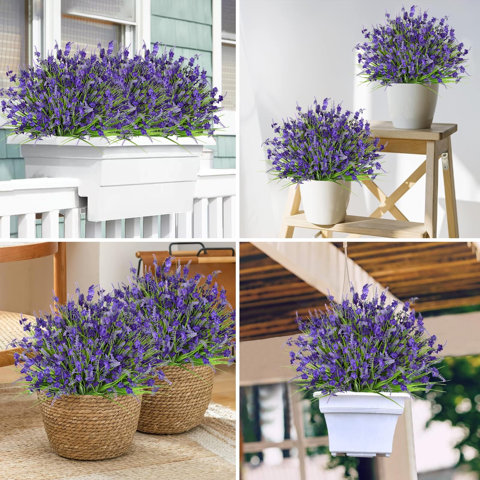 12 Bundles Artificial Lavender Flowers for Outdoors Faux Silk Flowers Fake Mo…