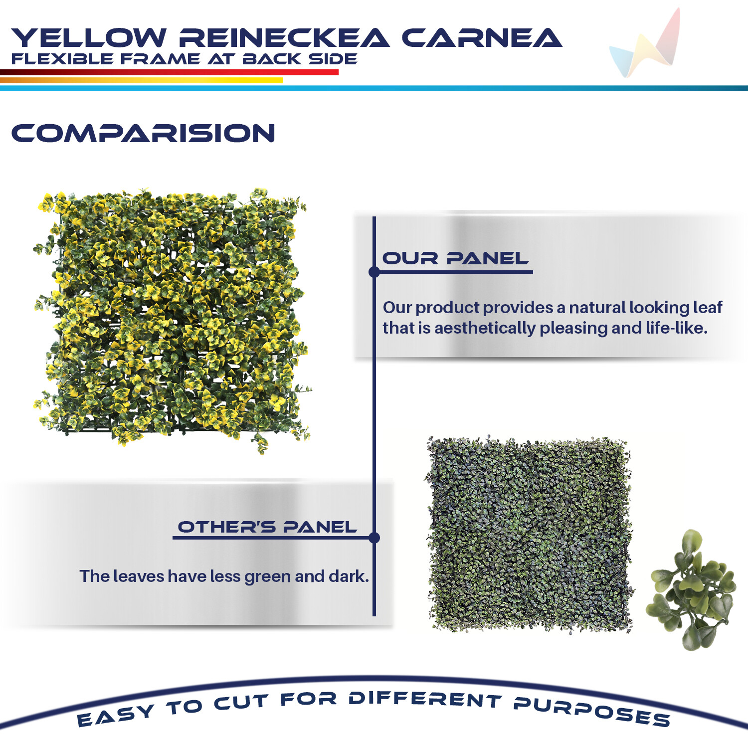 20″ Artificial Yellow Reineckea Carnea Mats Wall Hedge Home Office Decor