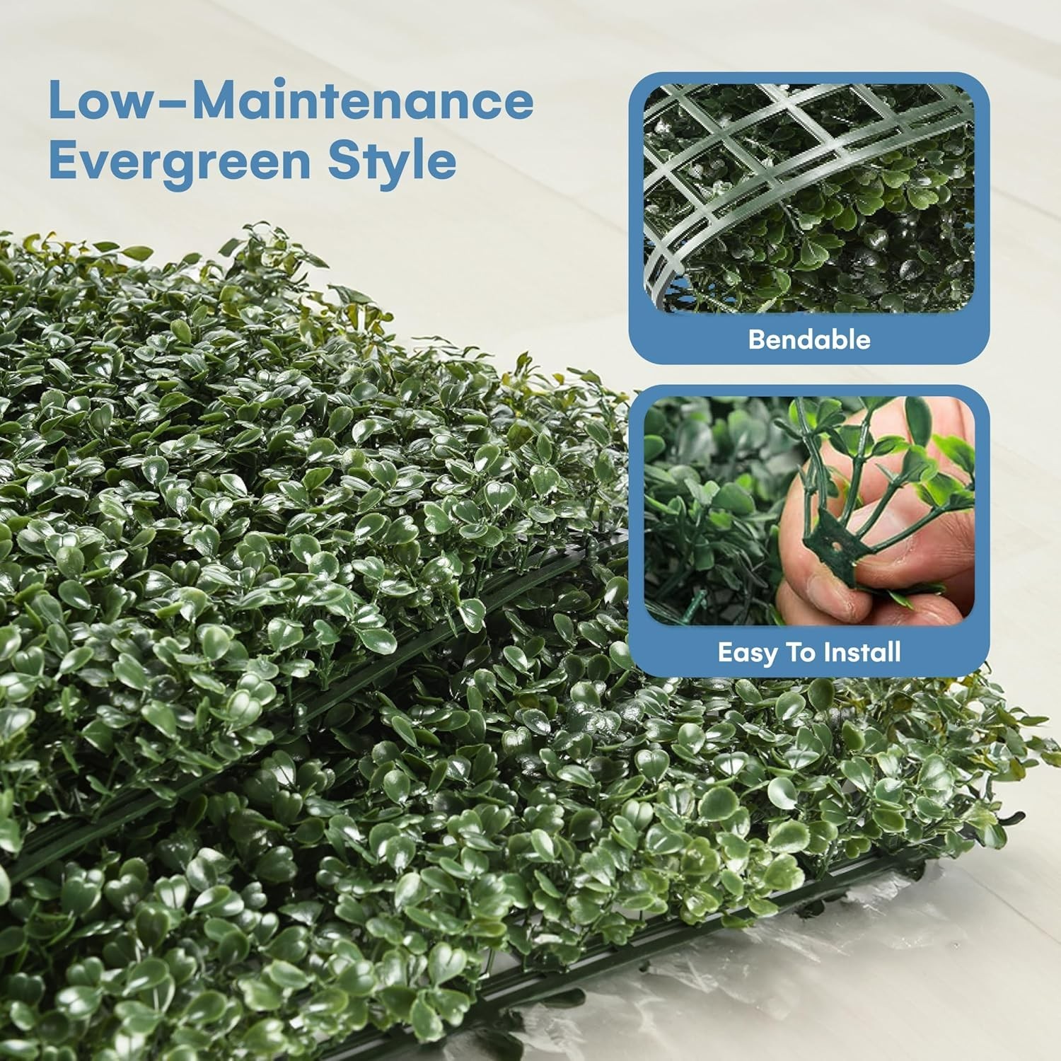 DIY-Friendly Greenery Wall Panels 20”x20” – 6 Pack with Accessories Included