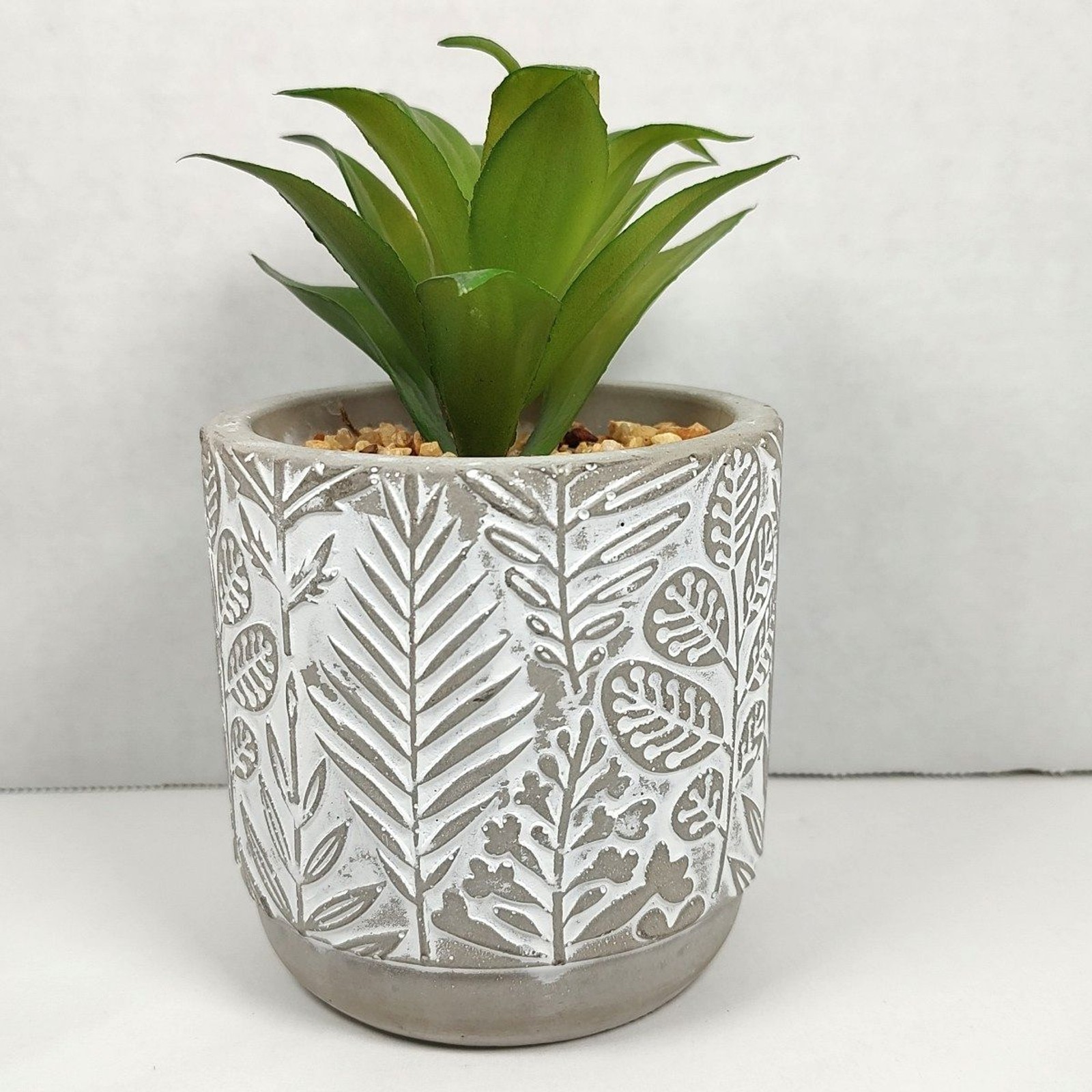 Old East Main Co Neutral Tranquility Artificial Succulent Potted Plant Pebbles